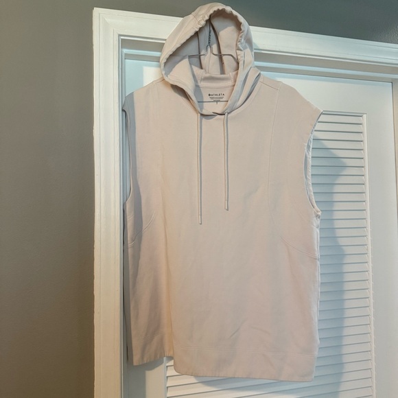 Athleta Cream Sleeveless Muscle Tee Hoodie - Picture 2 of 3